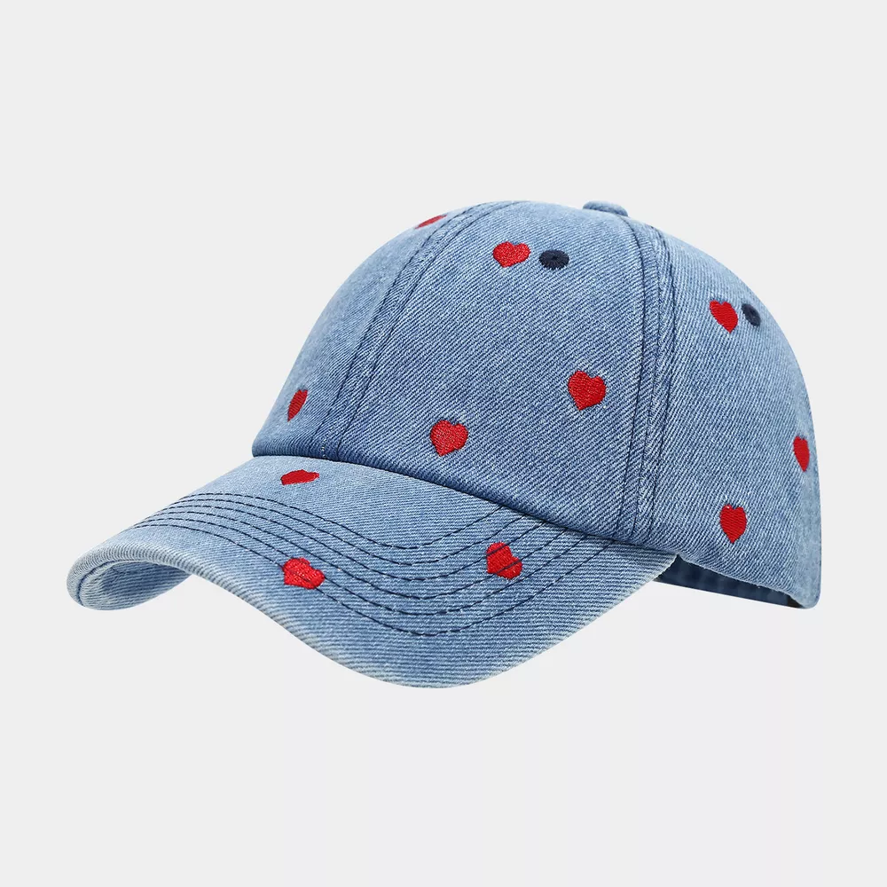 Embroidered Heart Denim Baseball Cap, image 6