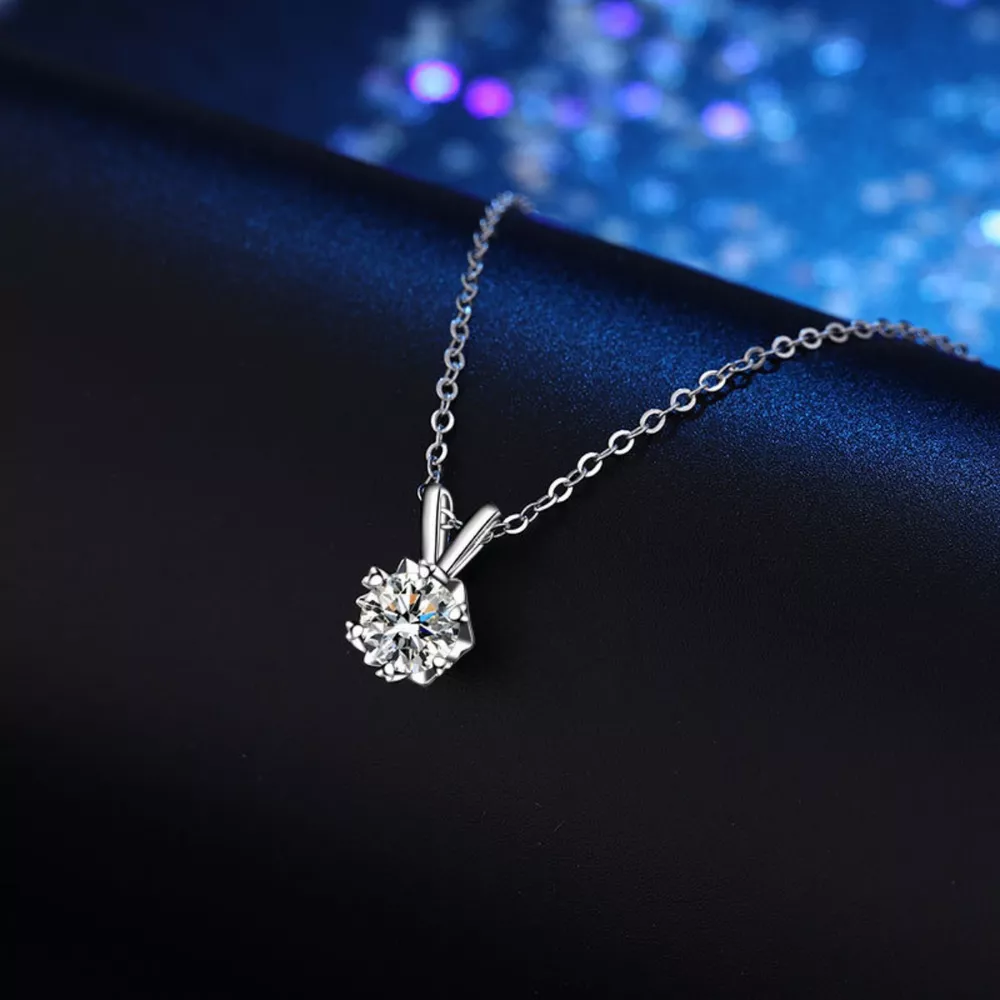1 Carat Moissanite 925 Sterling Silver Pendant Necklace, image 3