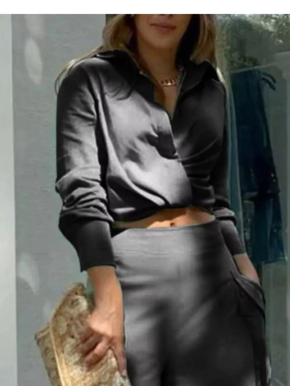 Long Sleeve Shirt and Wide Leg Pants Set, image 13