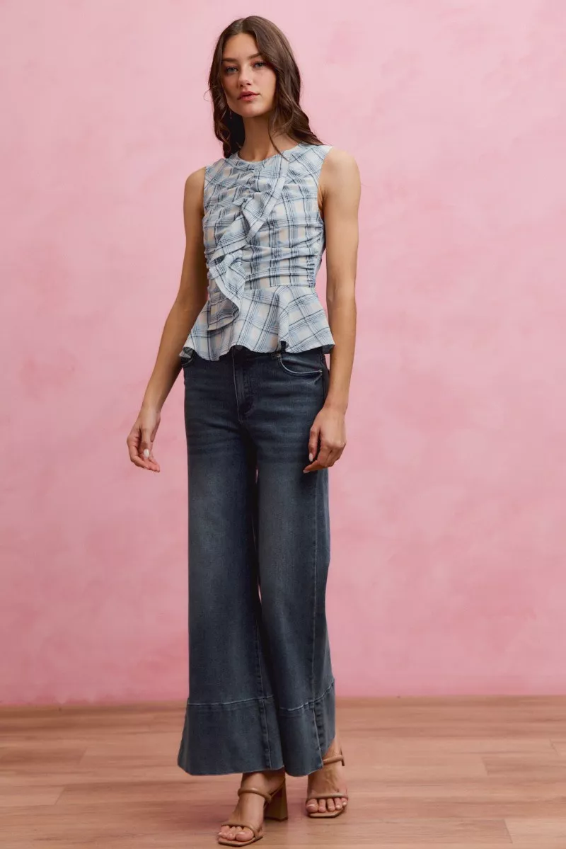 Plaid Sleeveless Ruffle Peplum Top, image 14