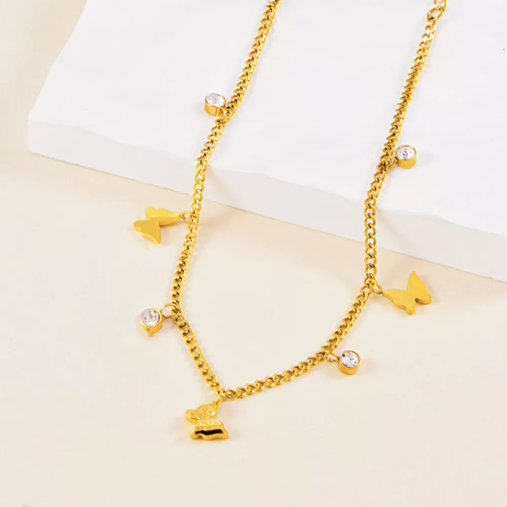 18K Gold-Plated Butterfly Charm Anklet Bracelets, image 2
