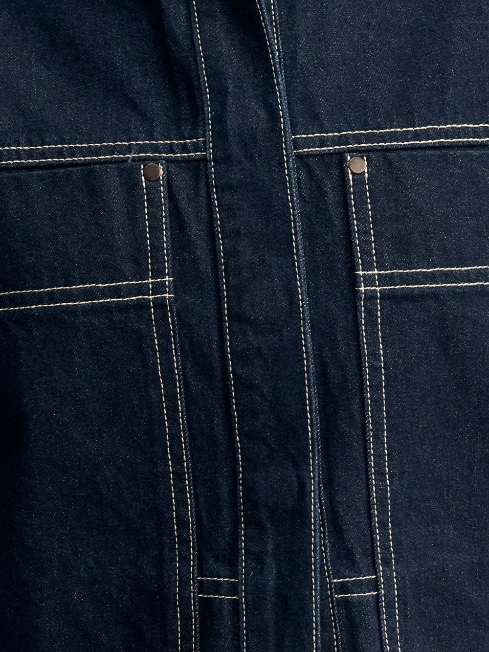 Cropped Short Sleeve Contrast Stitch Denim Top, image 3