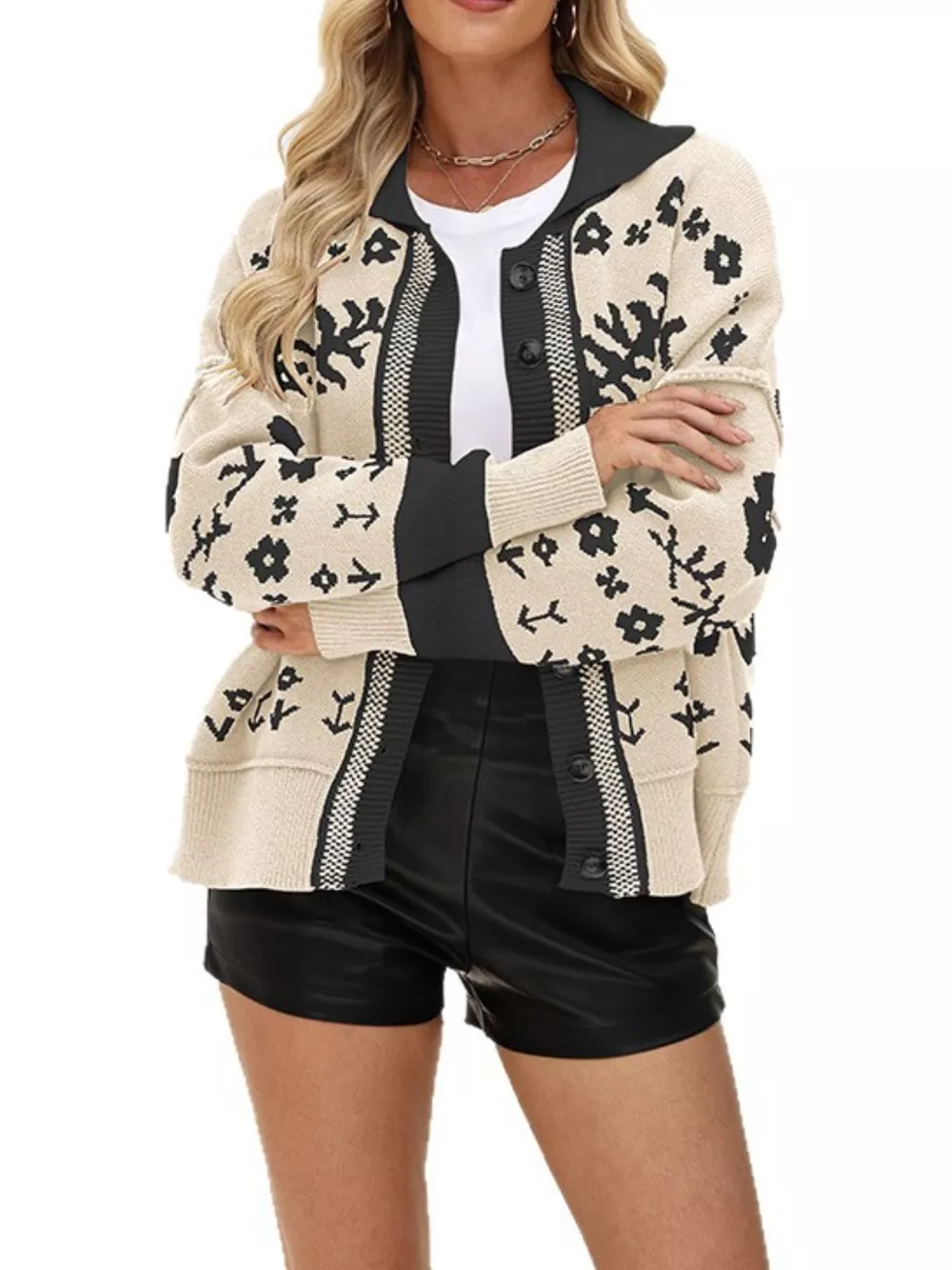 Floral Pattern Button-Down Cardigan, image 10