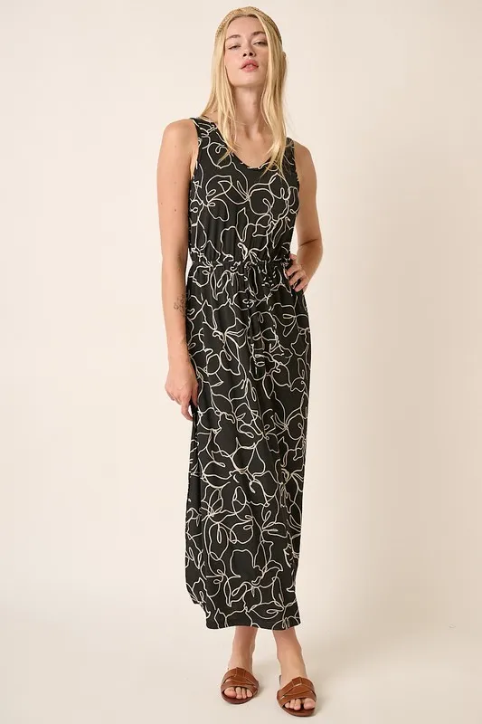 Side Slit Flower Print V-Neck Sleeveless Dress, image 2