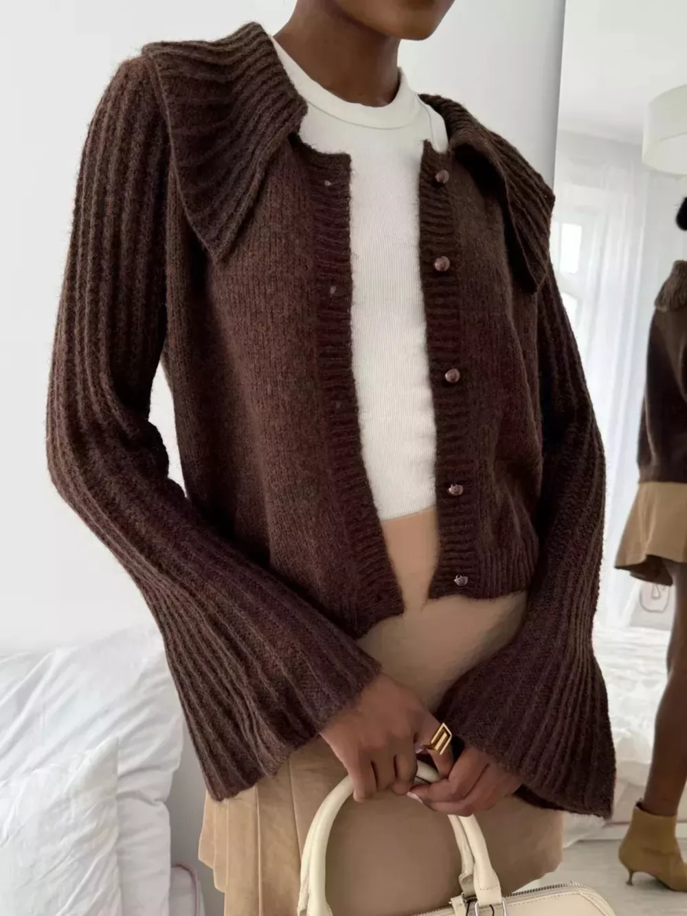 Button Up Flare Sleeve Cardigan, image 5