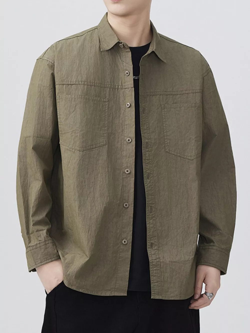 Men's Plus Size Button Up Long Sleeve Shirt, image 6