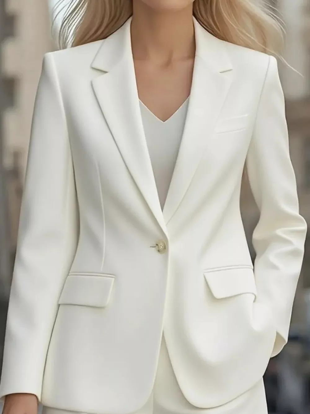 Lapel Collar One Button Blazer, image 3