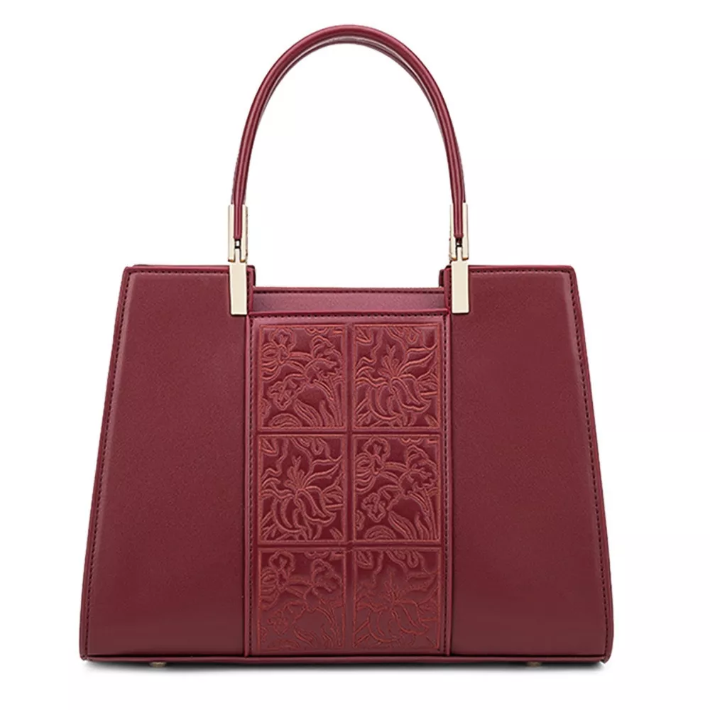 Embossed Leather Top Handle Handbag, image 4