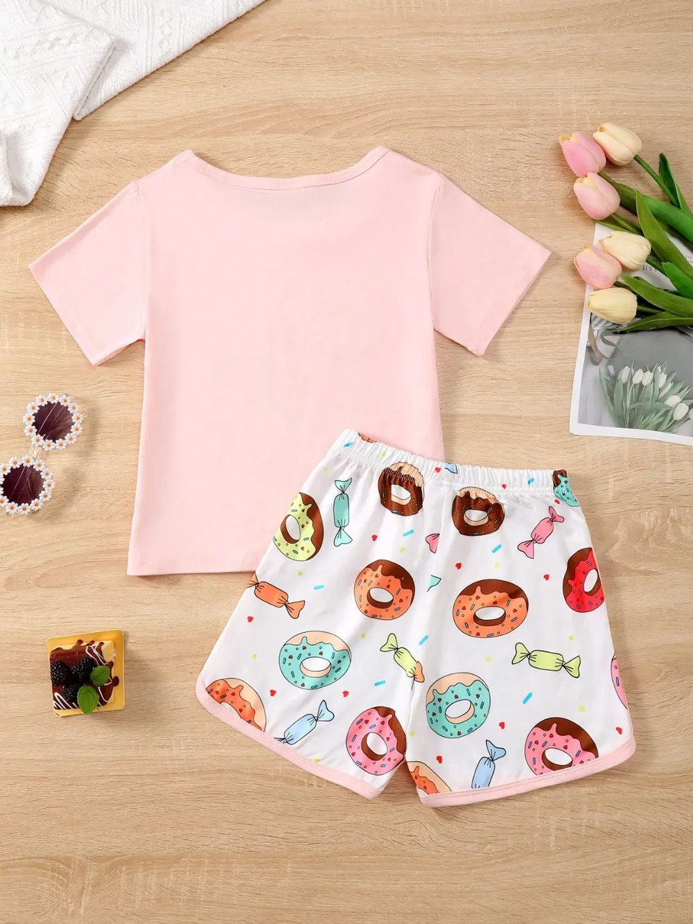 Children's Donut Round Neck Top and Pants Set, image 2