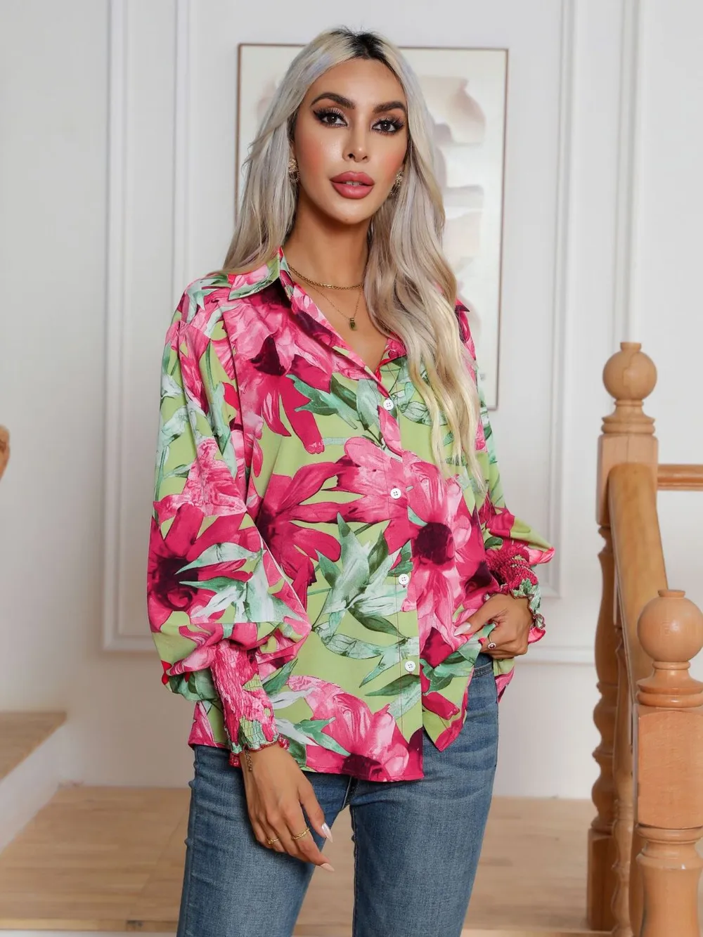Button Down Printed Long Sleeve Shirt, image 2