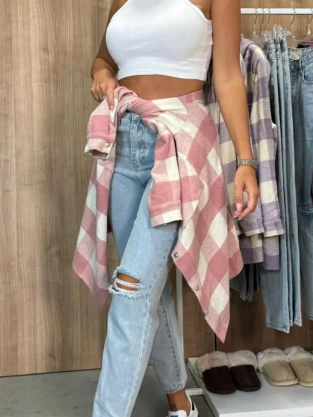 Plaid Button-Down Long Sleeve Shacket, image 7