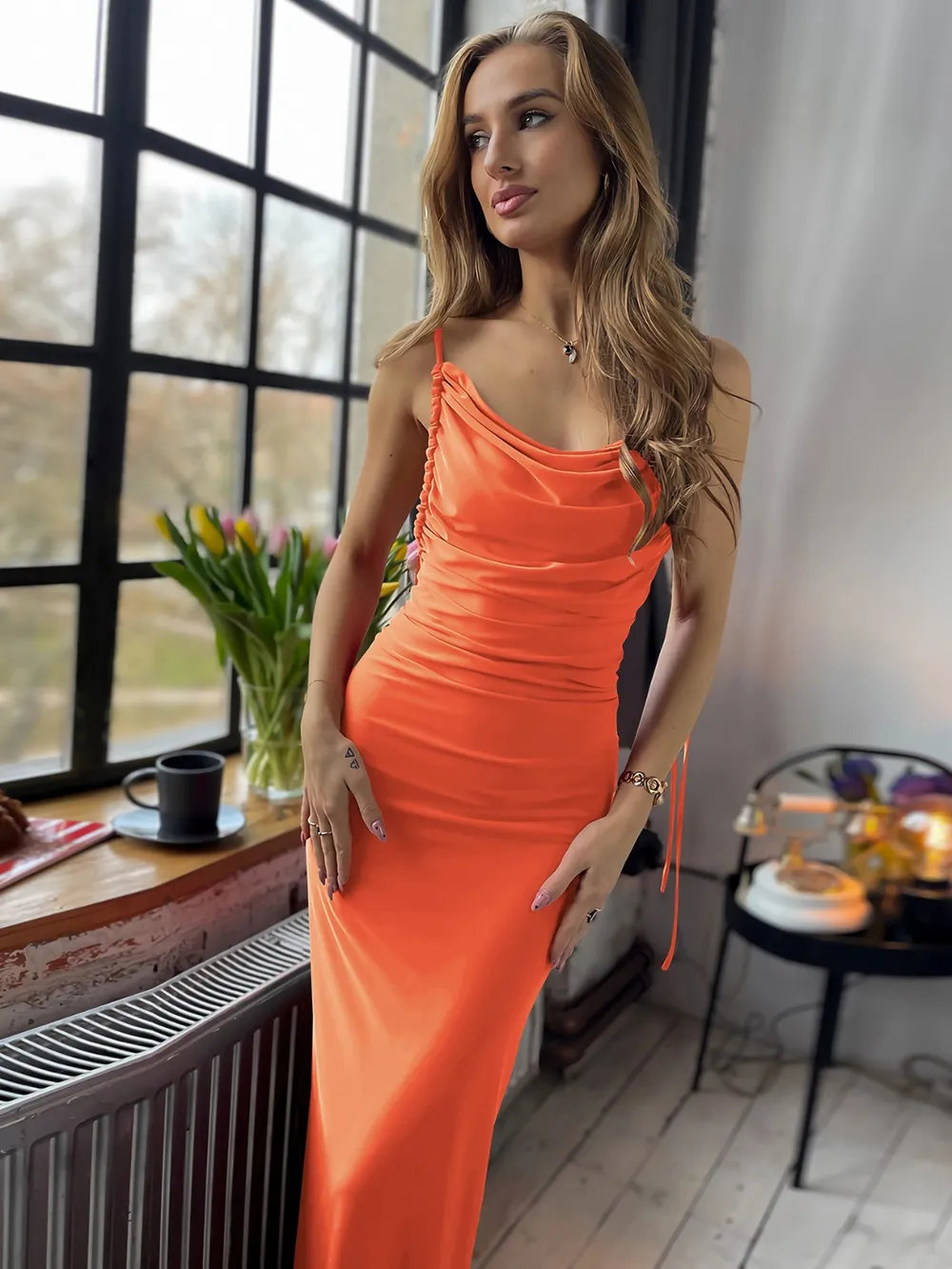 Backless Cowl Neck Sleeveless Cami Dress, image 13