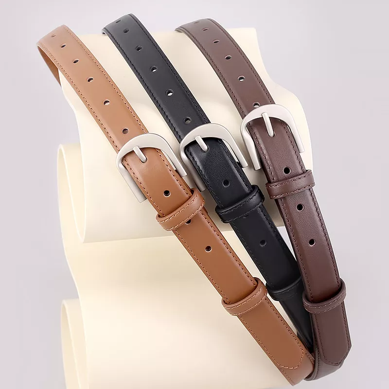 Slim Leather Adjustable Buckle Belt, image 2