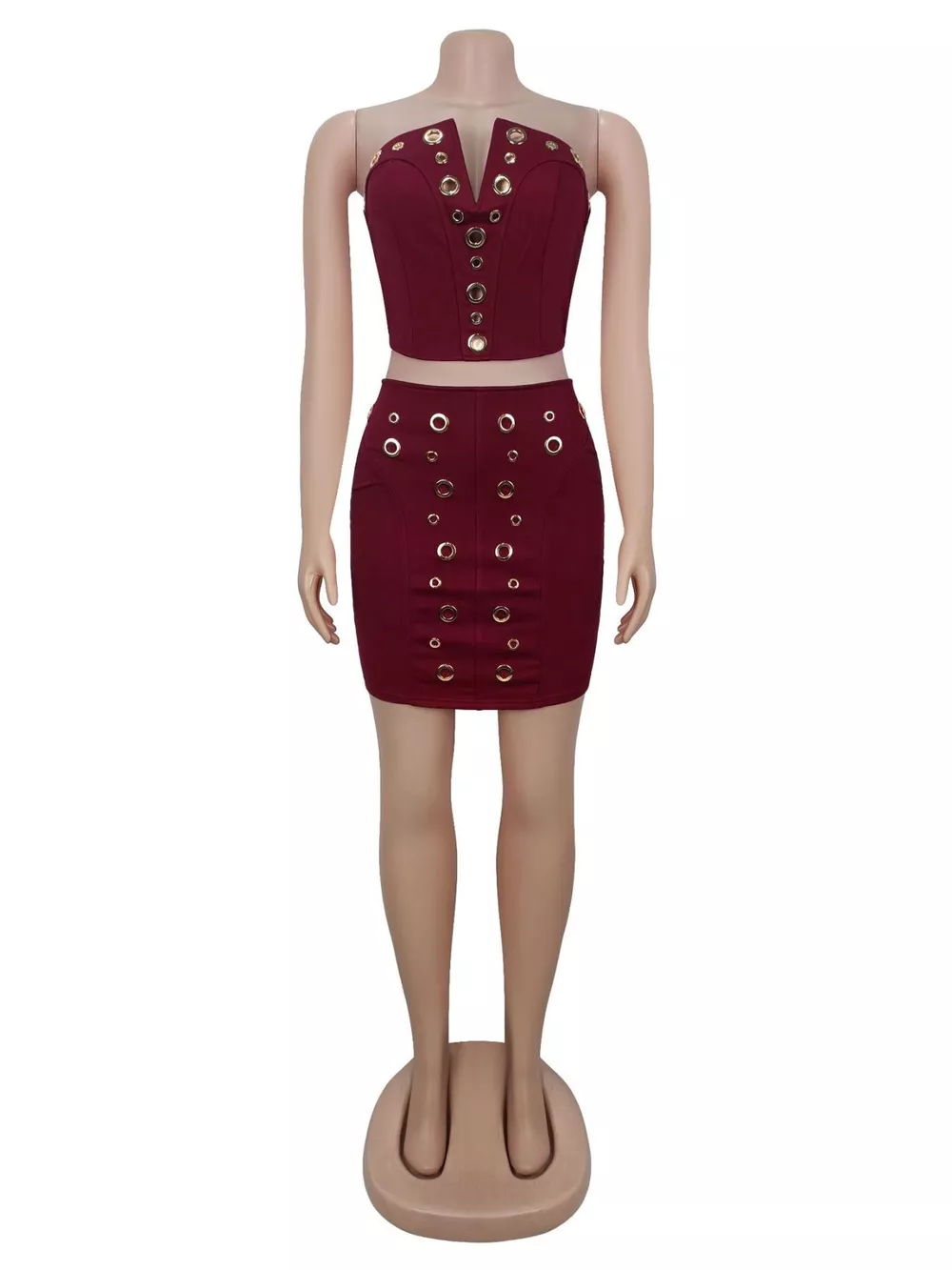 Grommet Crop Top and Mini Skirt Set, image 5