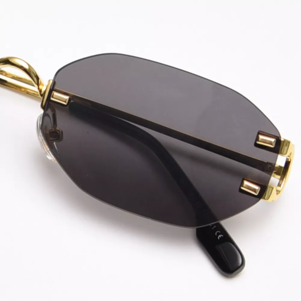 Rimless Oval Sunglasses with Gold Frame, image 4