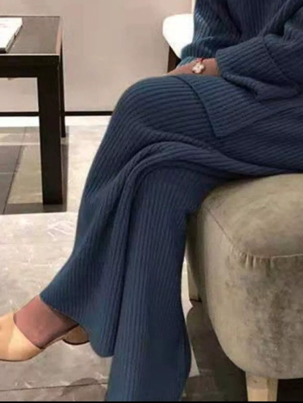 Full Size Ribbed Knit Relaxed Fit Top and Pants Sweater Set Plus Size, image 9