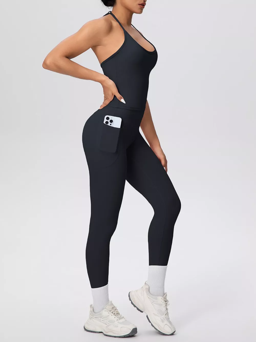 Halter Neck Cami and High-Waisted Leggings Active Set, image 12