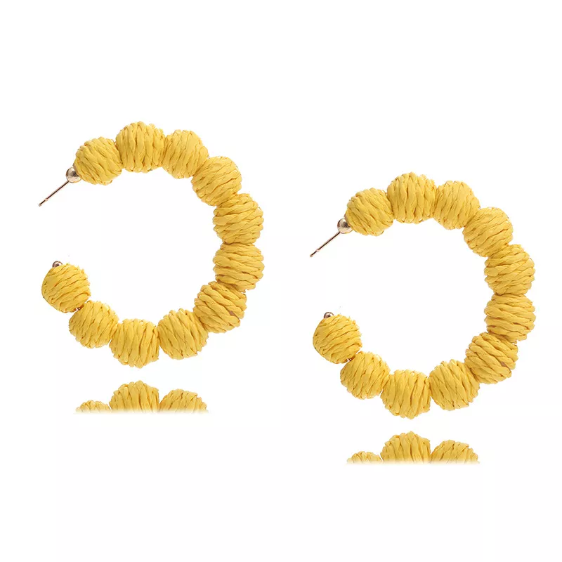 Raffia Grass C-Hoop Earrings, image 3
