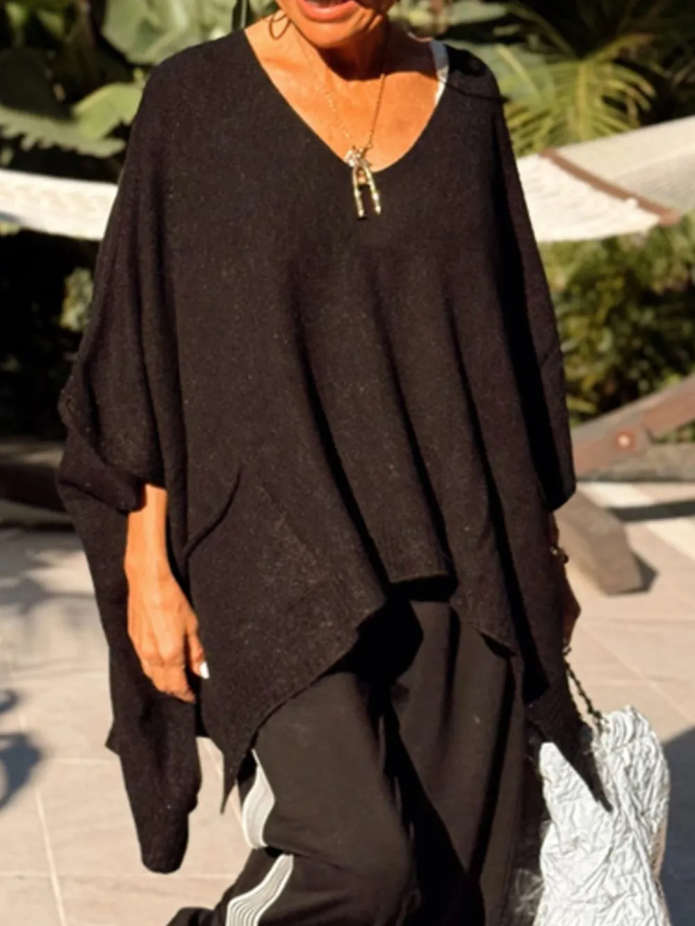 Ribbed Hem V-Neck Sweater, image 11