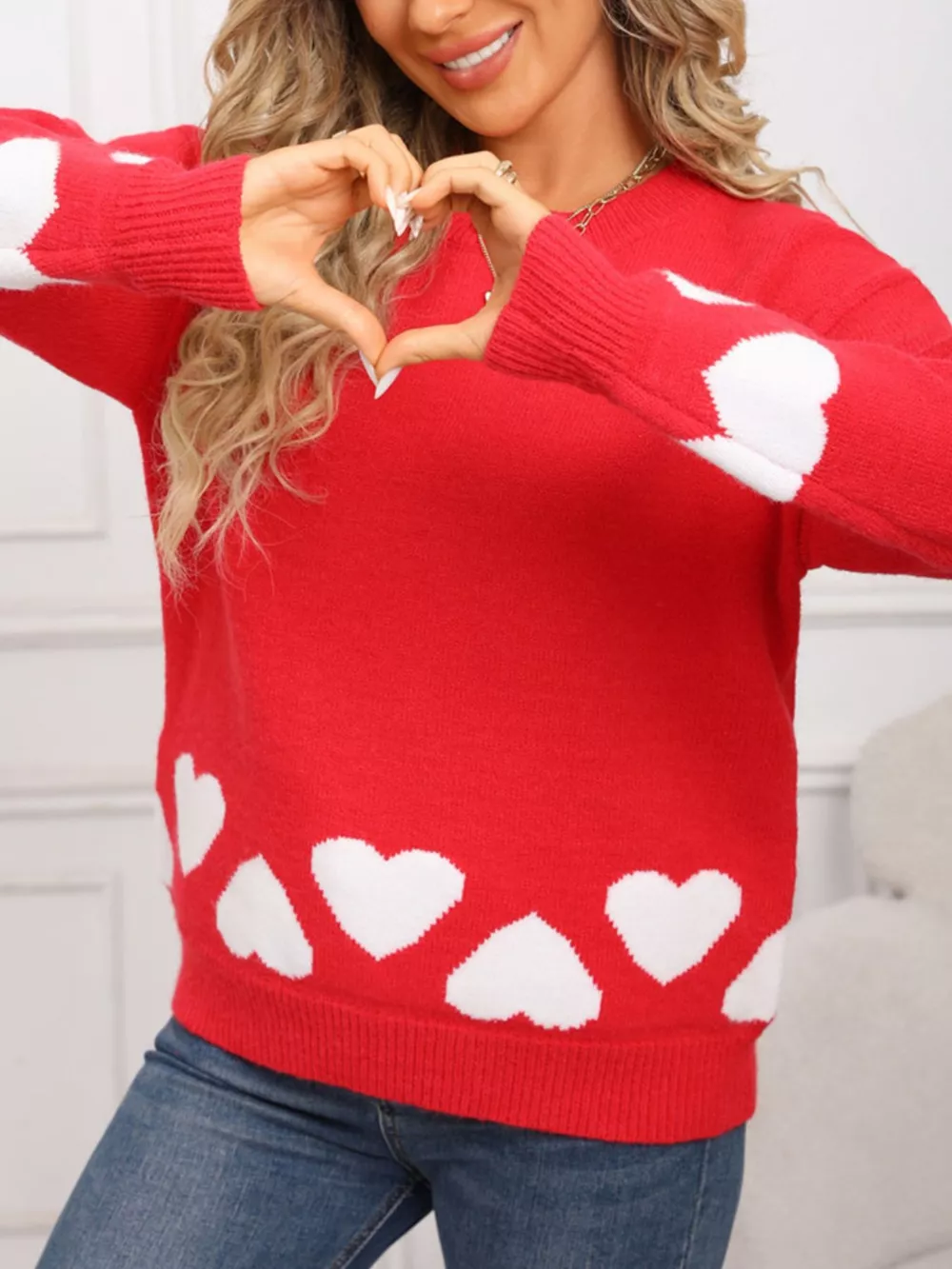 Valentine's Day Heart Crew Neck Sweater, image 2