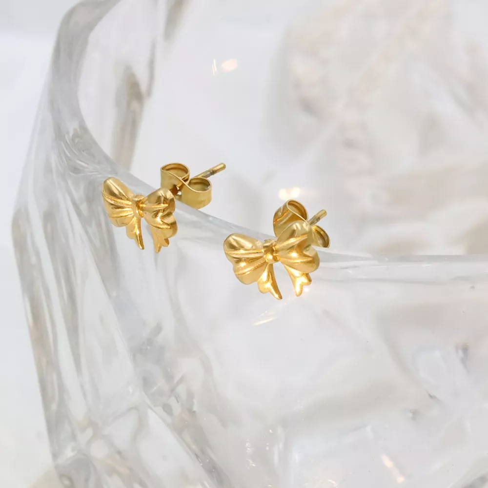 18K Gold-Plated Bow Earrings, image 4