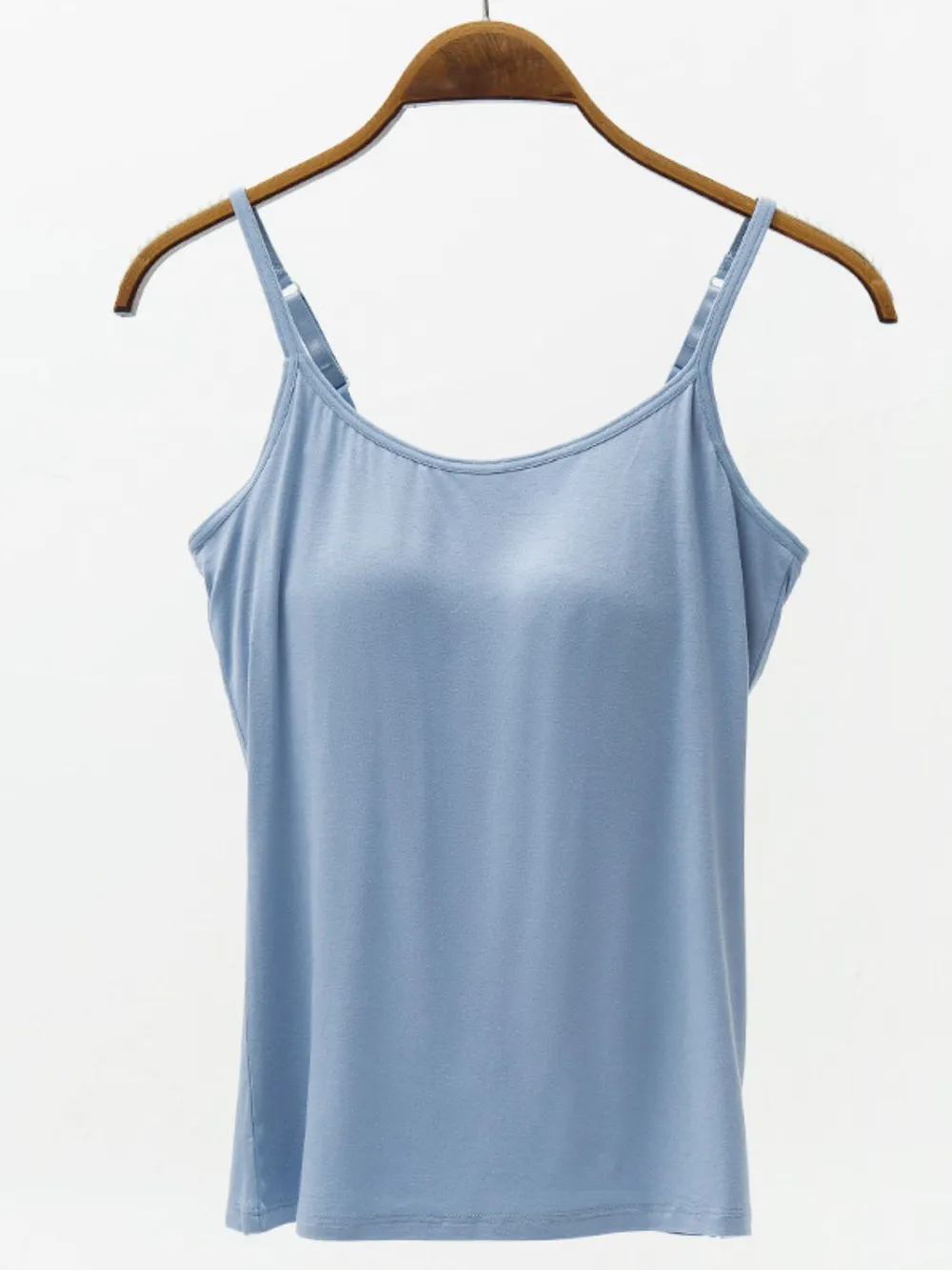 Full Size Adjustable Strap Modal Cami with Bra, image 2