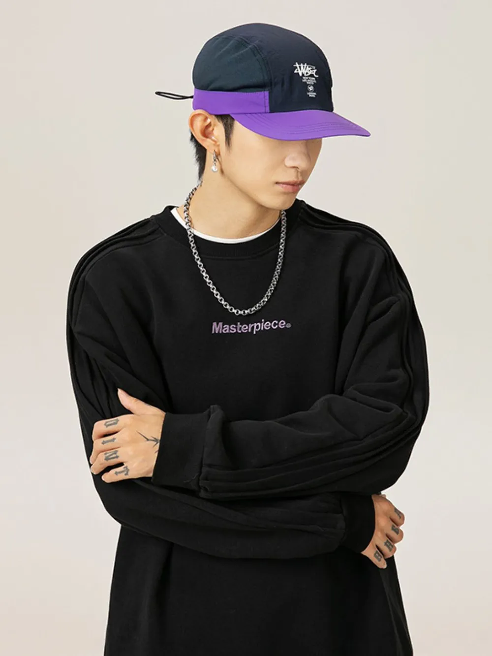 Men's Letter Round Neck Long Sleeve Sweatshirt