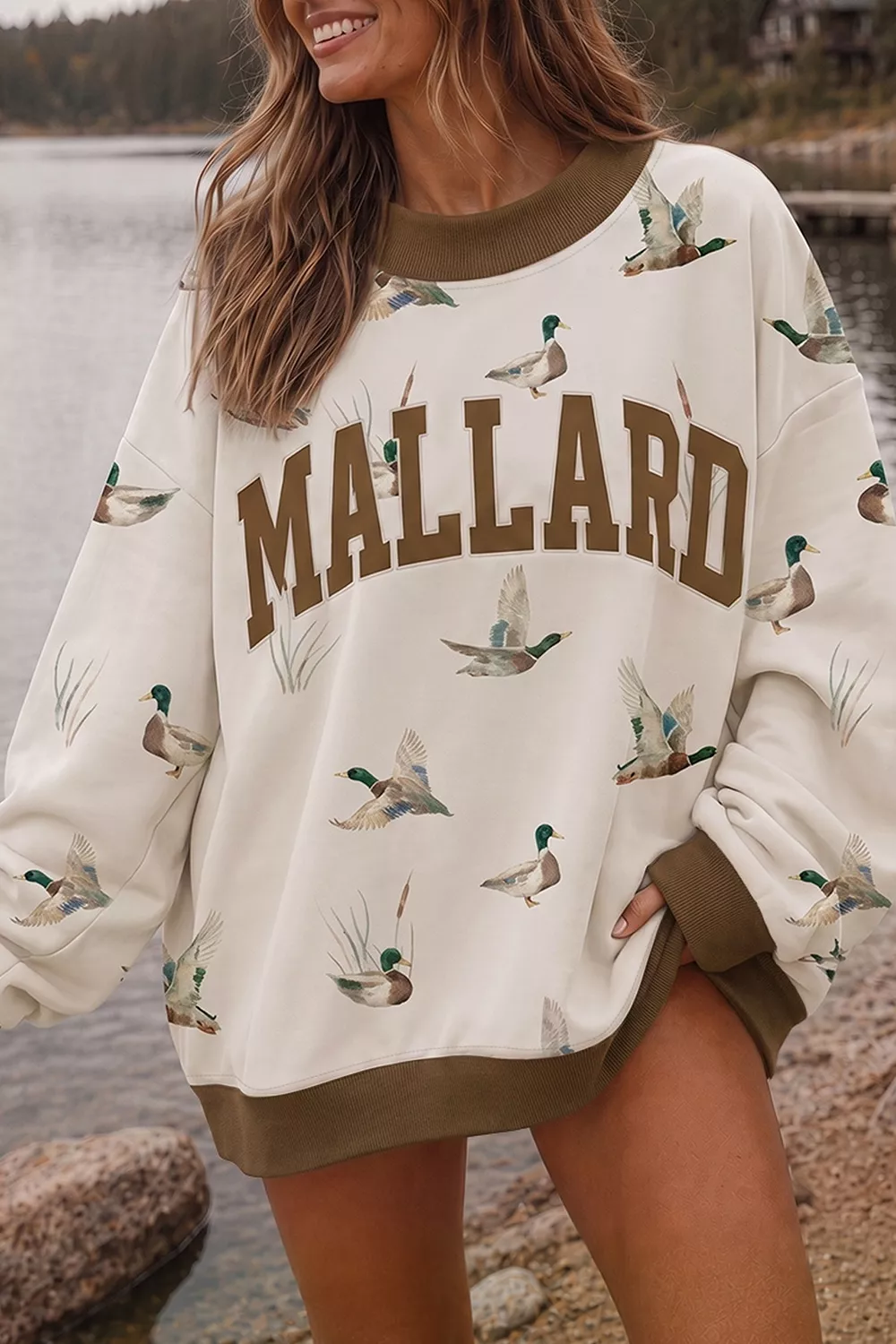 MALLARD Duck Print Sweatshirt with Contrast Trim