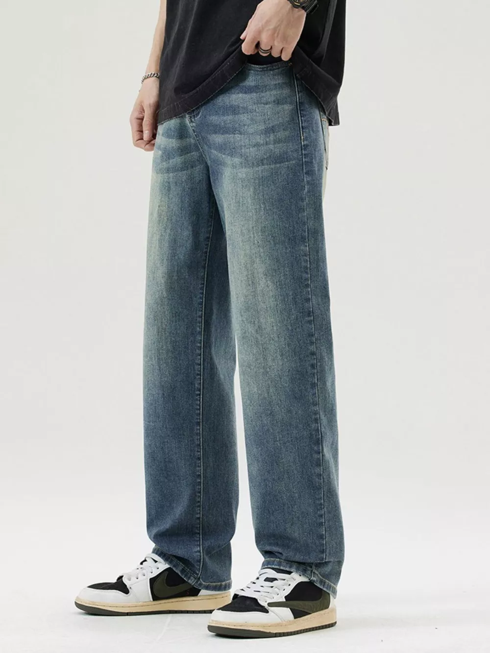 Men's Wash Loose Fit Jeans, image 7