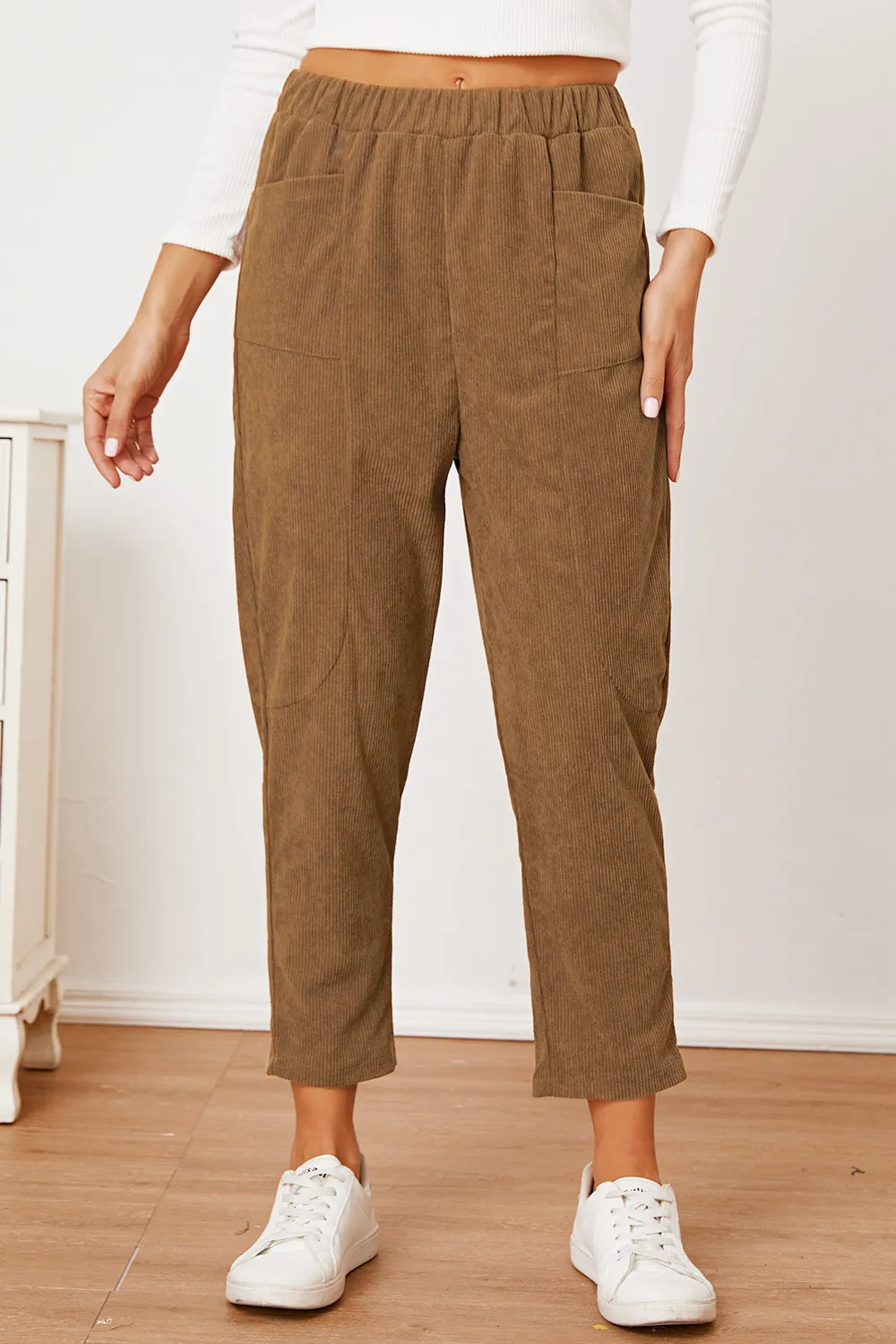 Pocketed Elastic Waist Pants, image 4