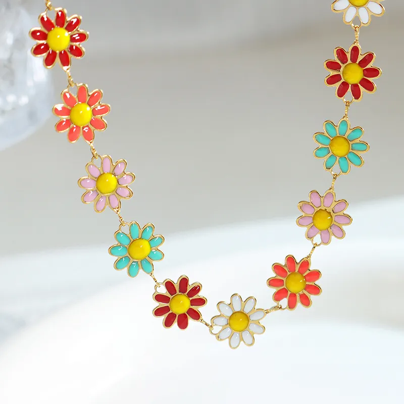 Titanium Steel Oil Drip Flower Bracelet, image 2