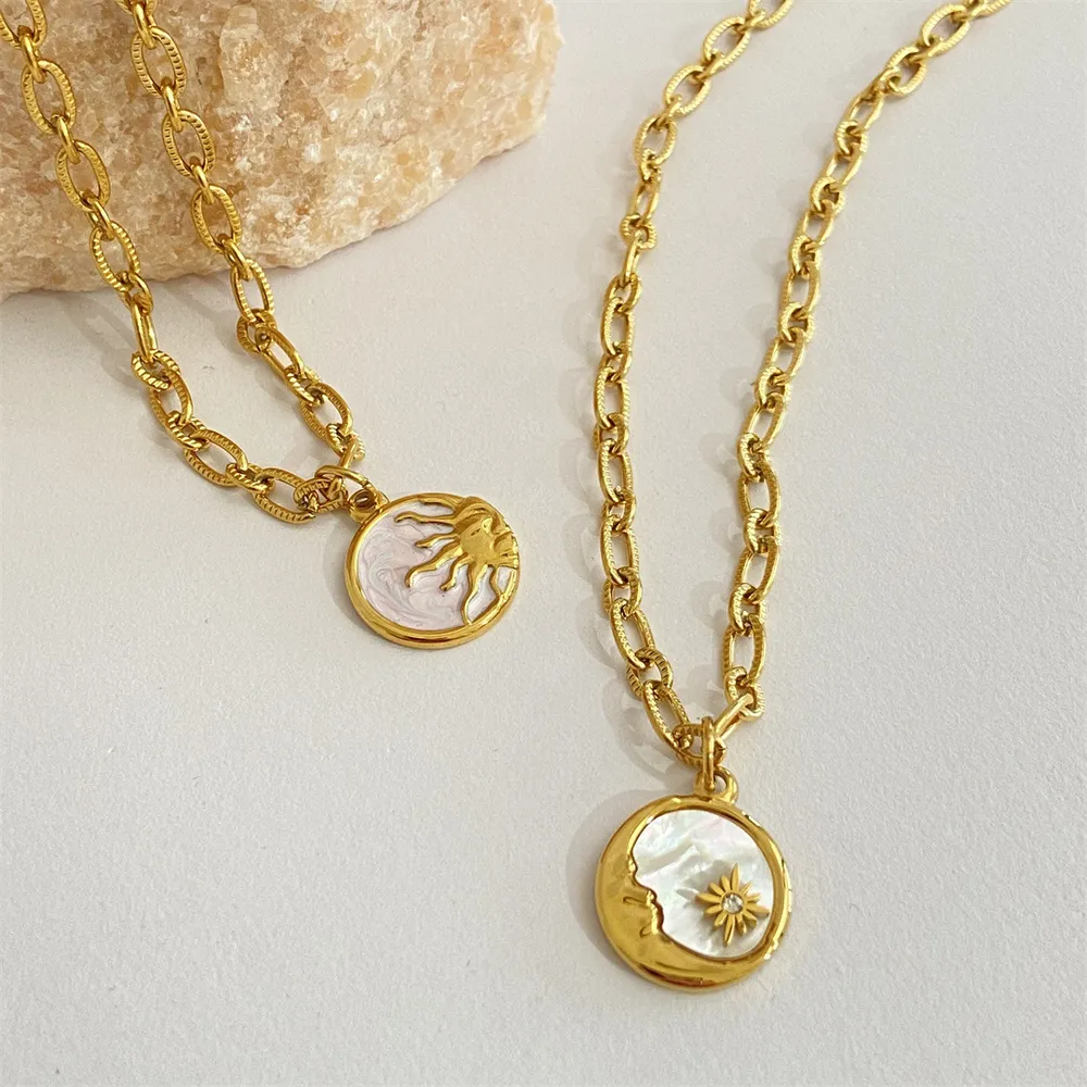 Titanium Steel Sun & Moon Necklace, image 7