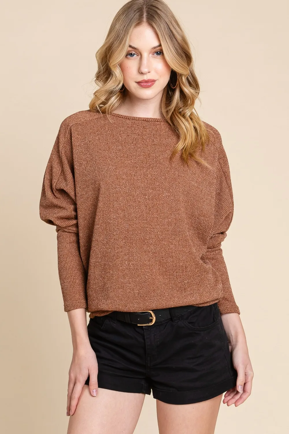 Drop Shoulder Long Sleeve Knit Top, image 4