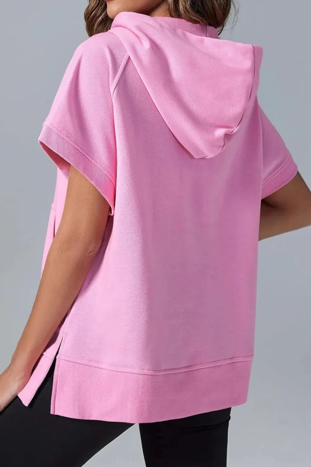 Half Zip Short Sleeve Hoodie, image 3