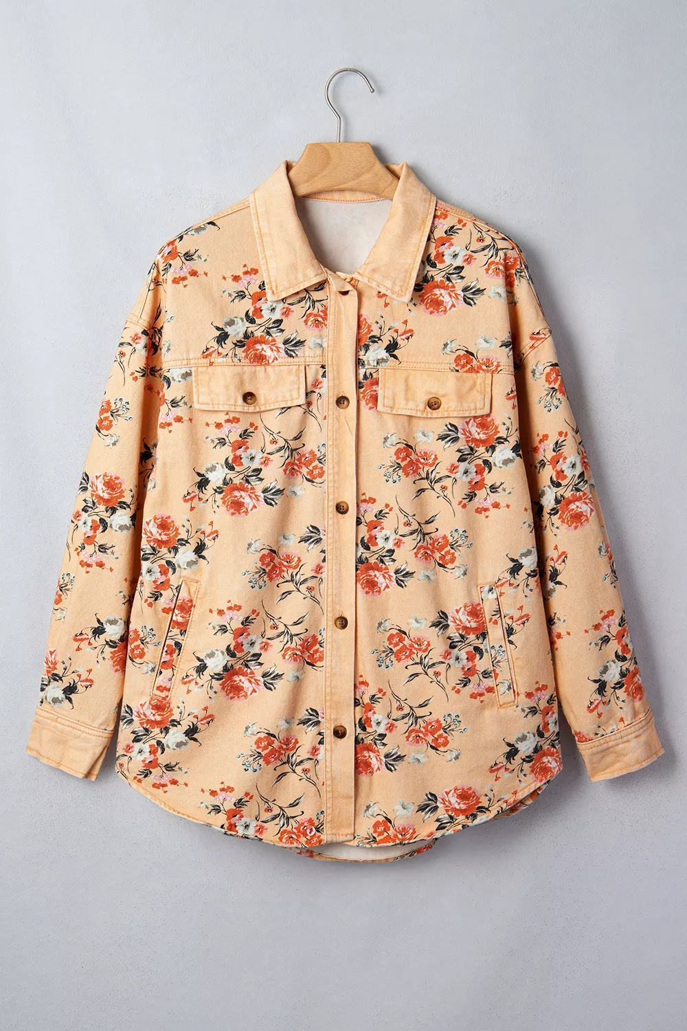 Floral Print Long Sleeve Denim Jacket, image 6