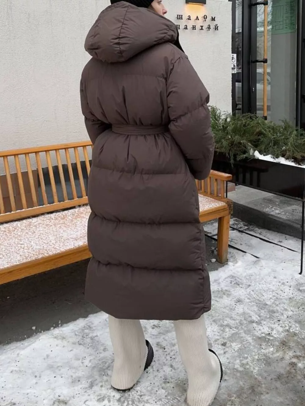 Longline Padded Winter Coat with Belted, image 16