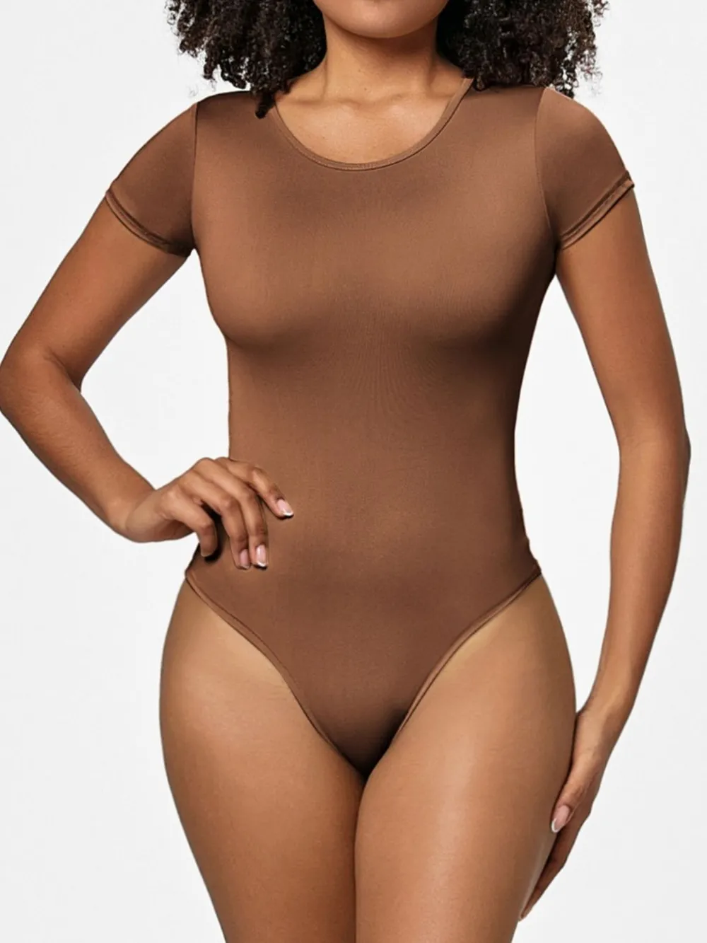 Full Size Round Neck Short Sleeve Bodysuit, image 5