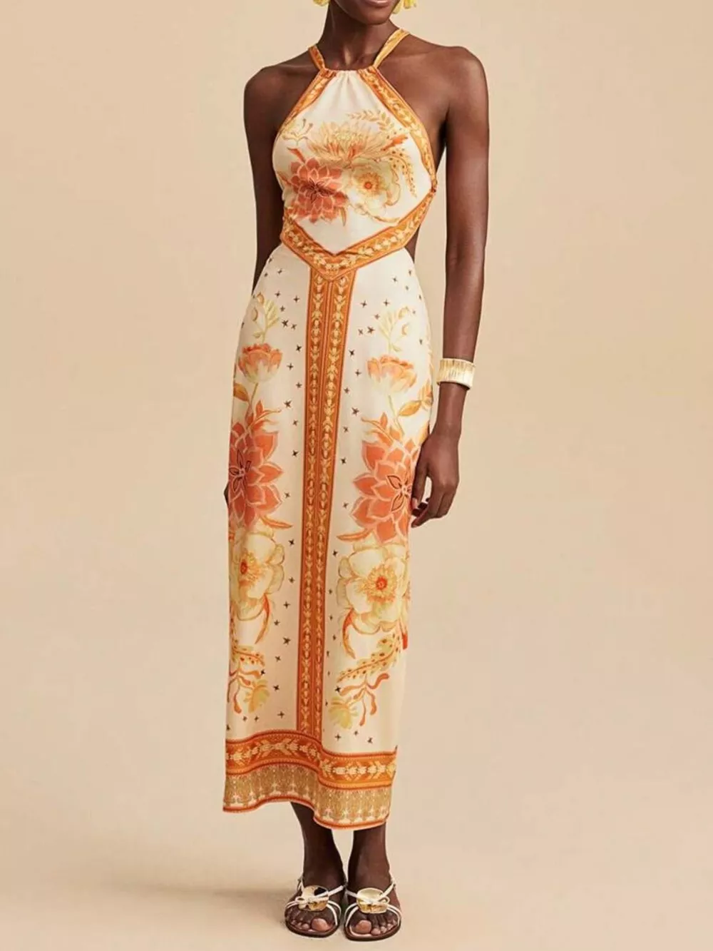 Floral Print Halter Neck Maxi Dress, image 5