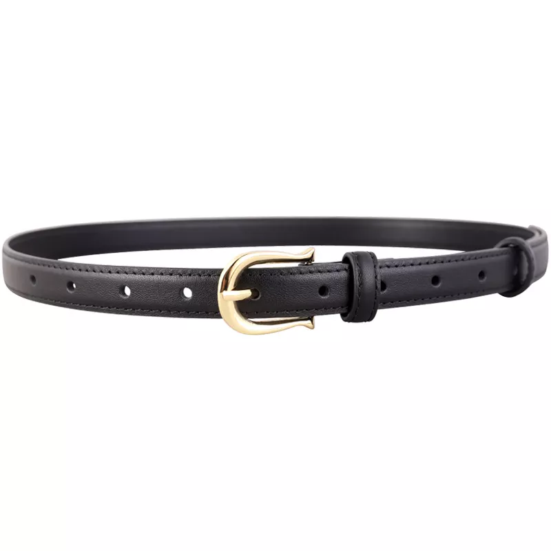Leather Belt with Golden Buckle, image 3