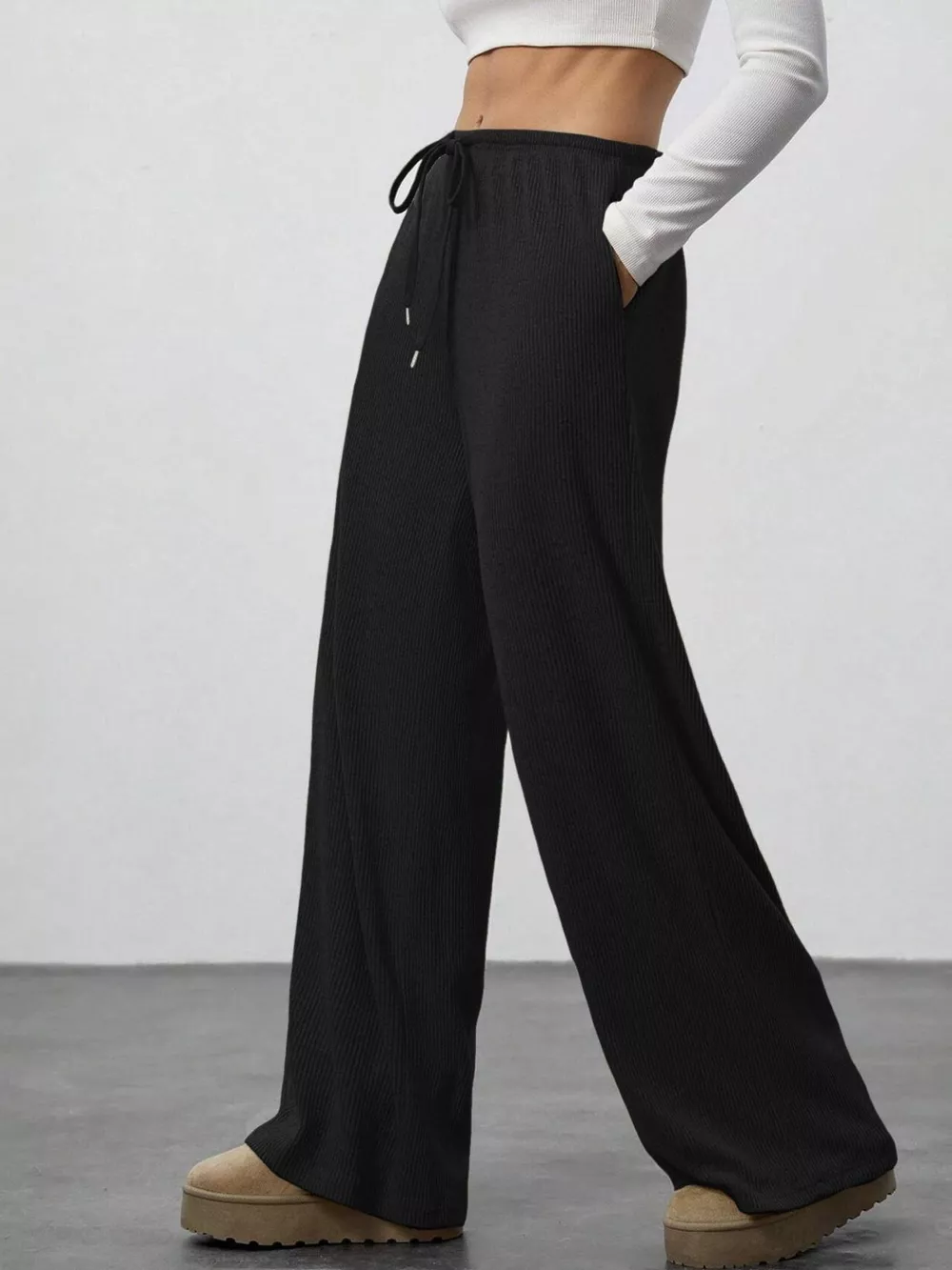 Relaxed Fit Wide Leg Pants, image 3