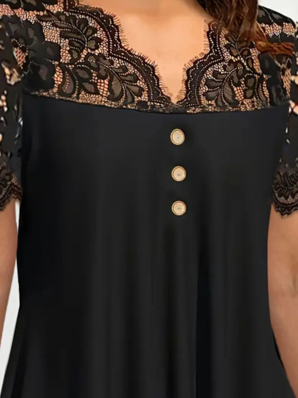 Lace Panel Short Sleeve Blouse, image 5