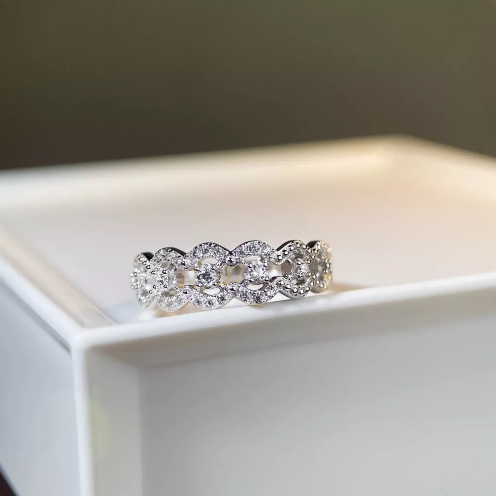 925 Sterling Silver Zircon Band Ring, image 4