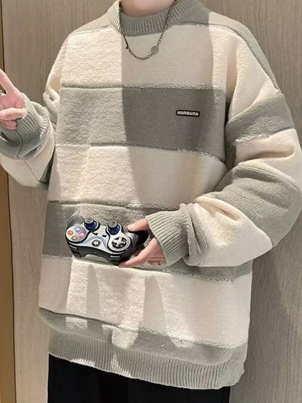 Men's Color Block Long Sleeve Sweater, image 6