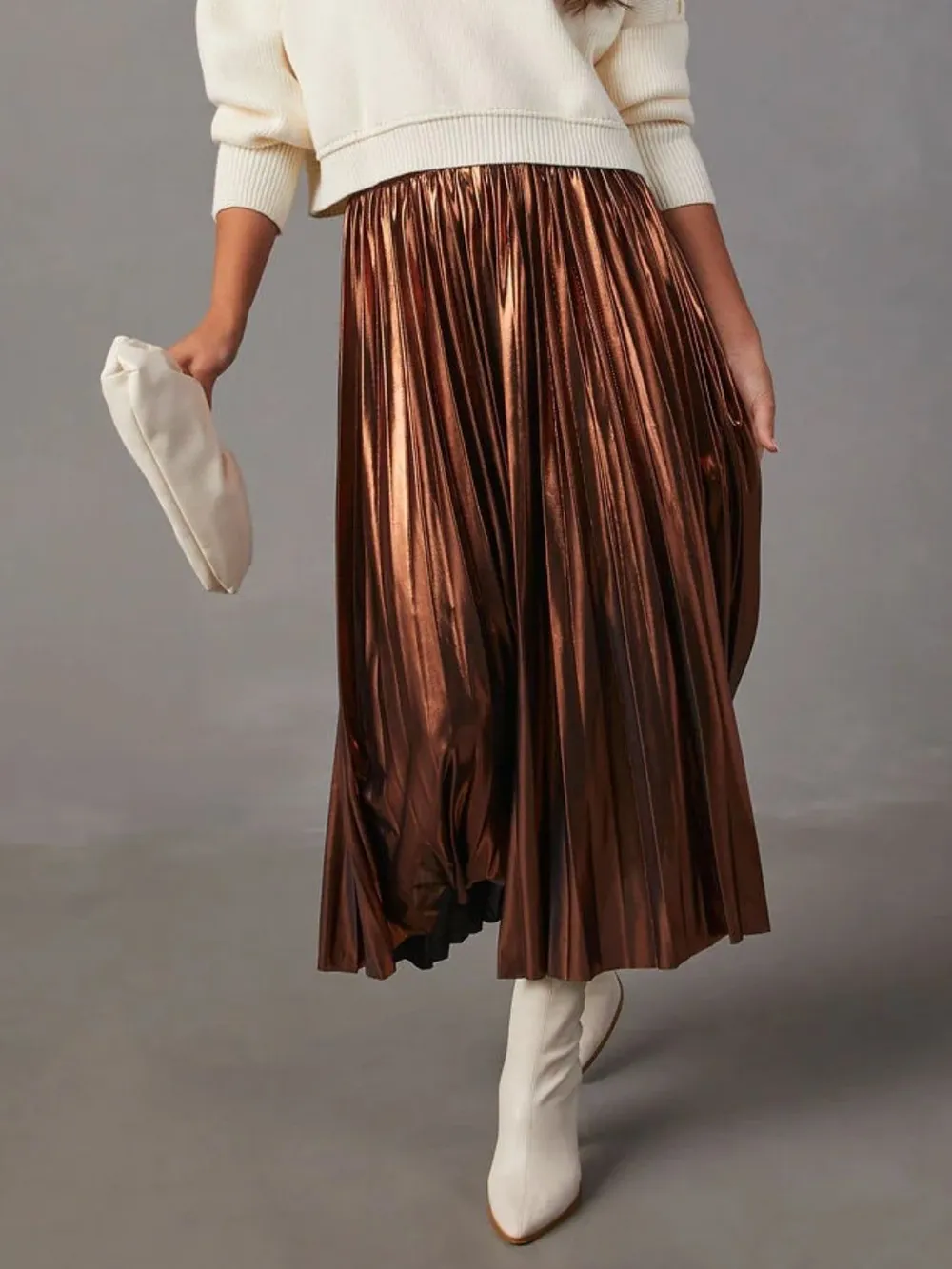 Pleated Midi Skirt, image 3