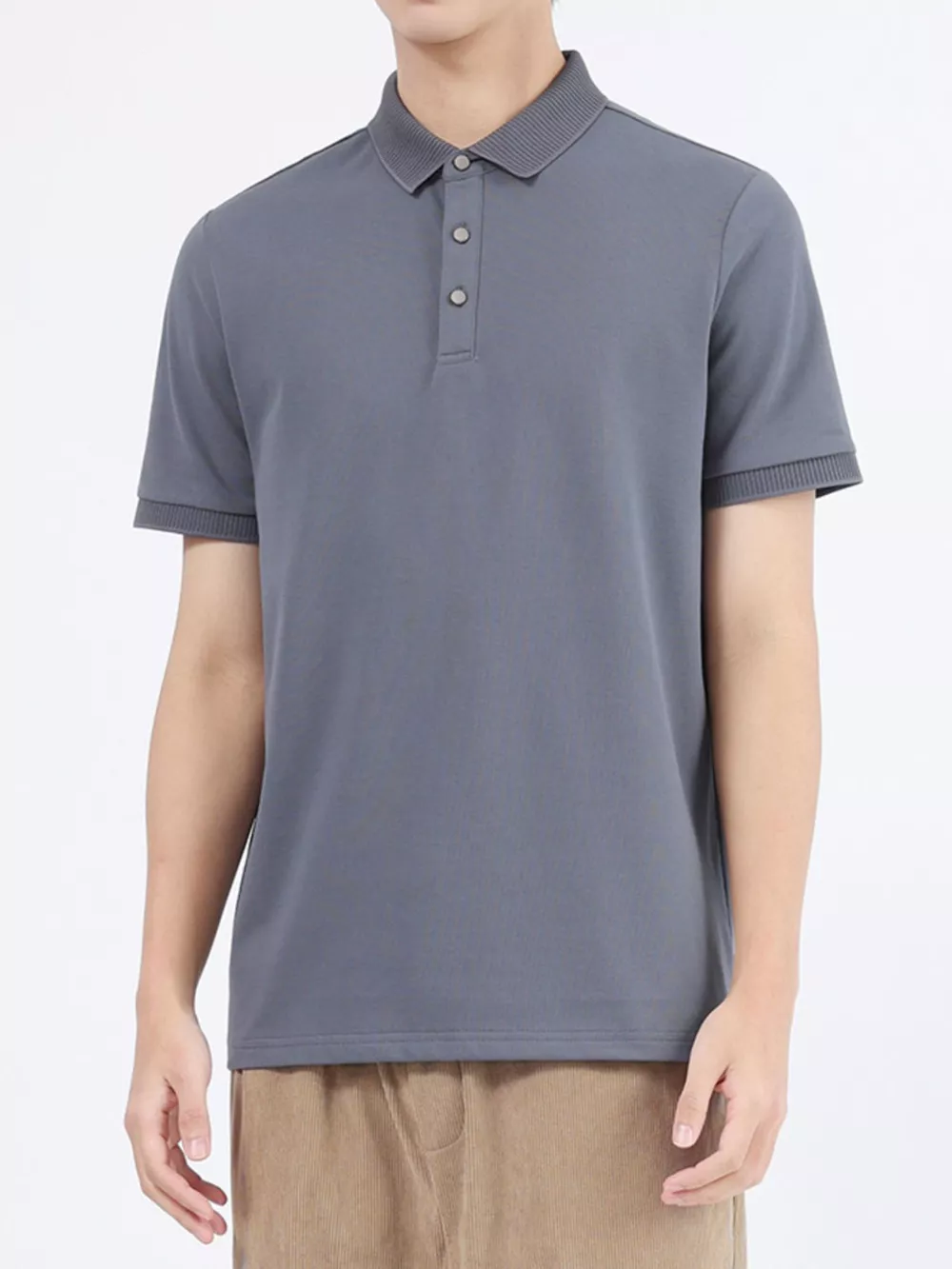 Men's Plus Size Button Detail Short Sleeve Polo, image 2