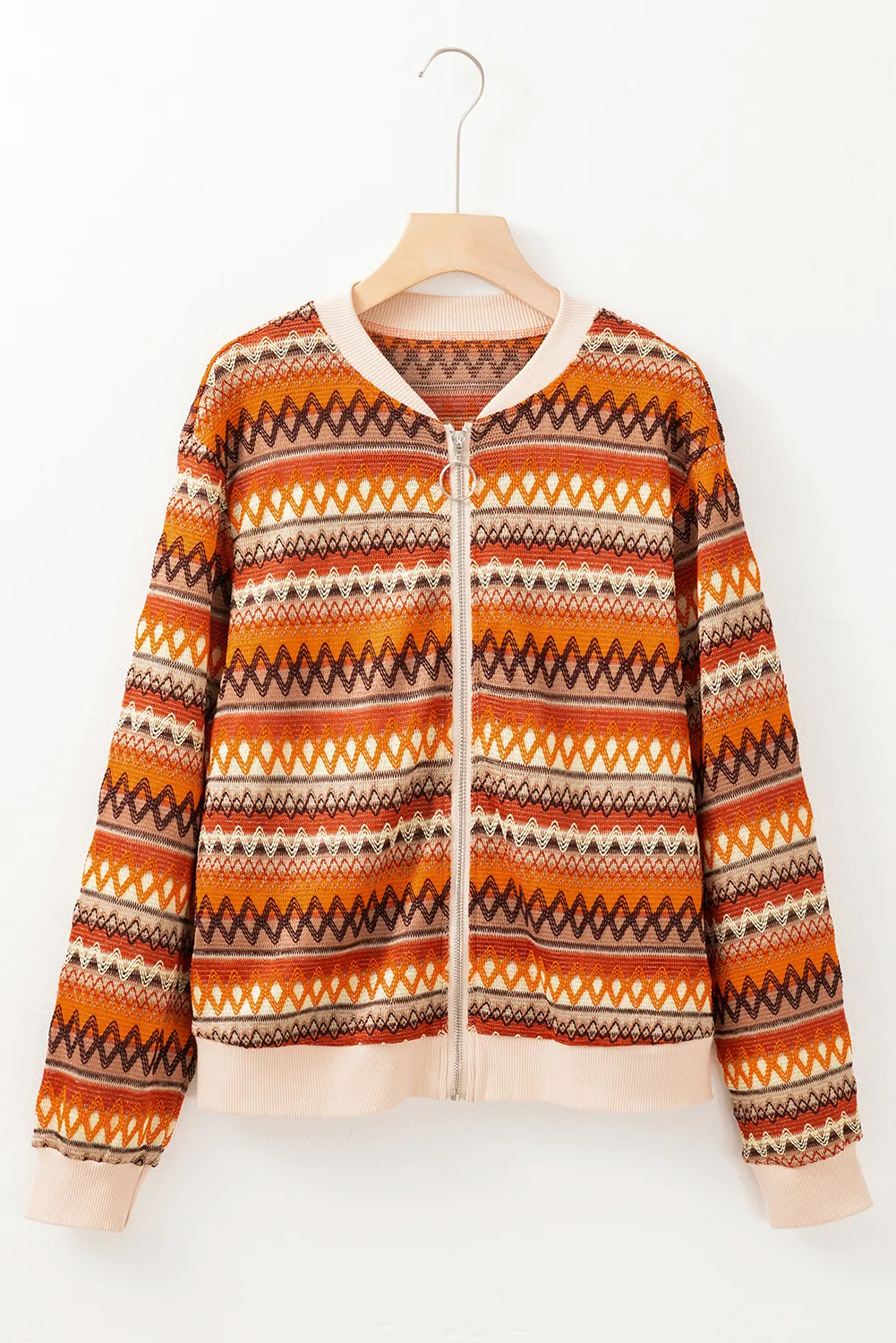 Contrast Baseball Collar Zip Up Jacket, image 4