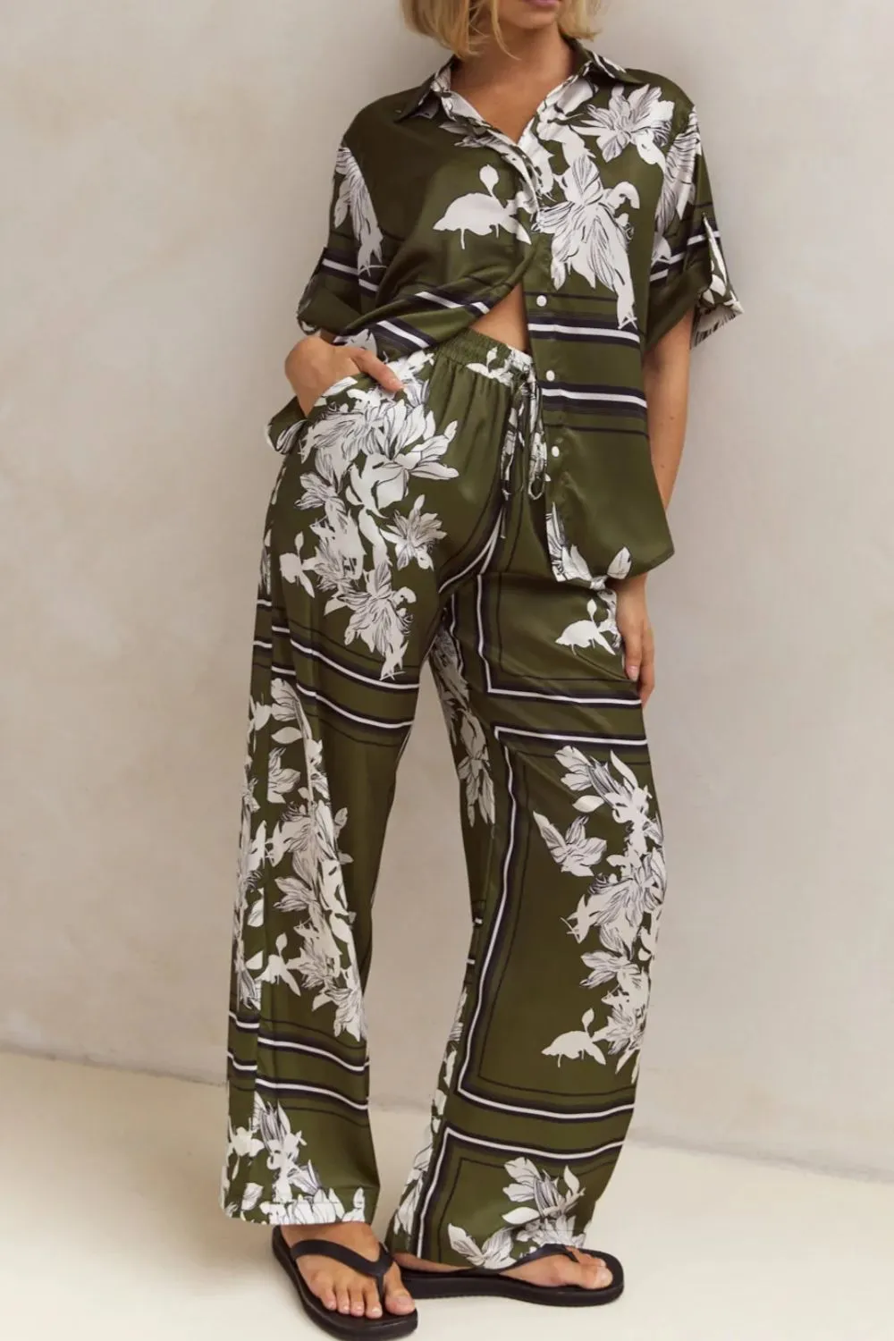 Printed Button Up Shirt and Pants Set, image 14