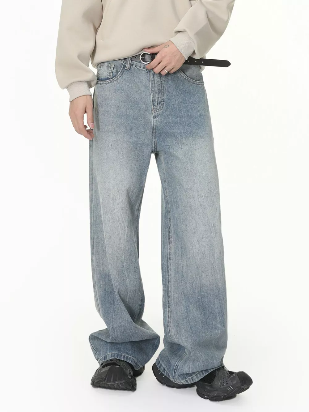 Men's Loose Fit Washed Jeans, image 3