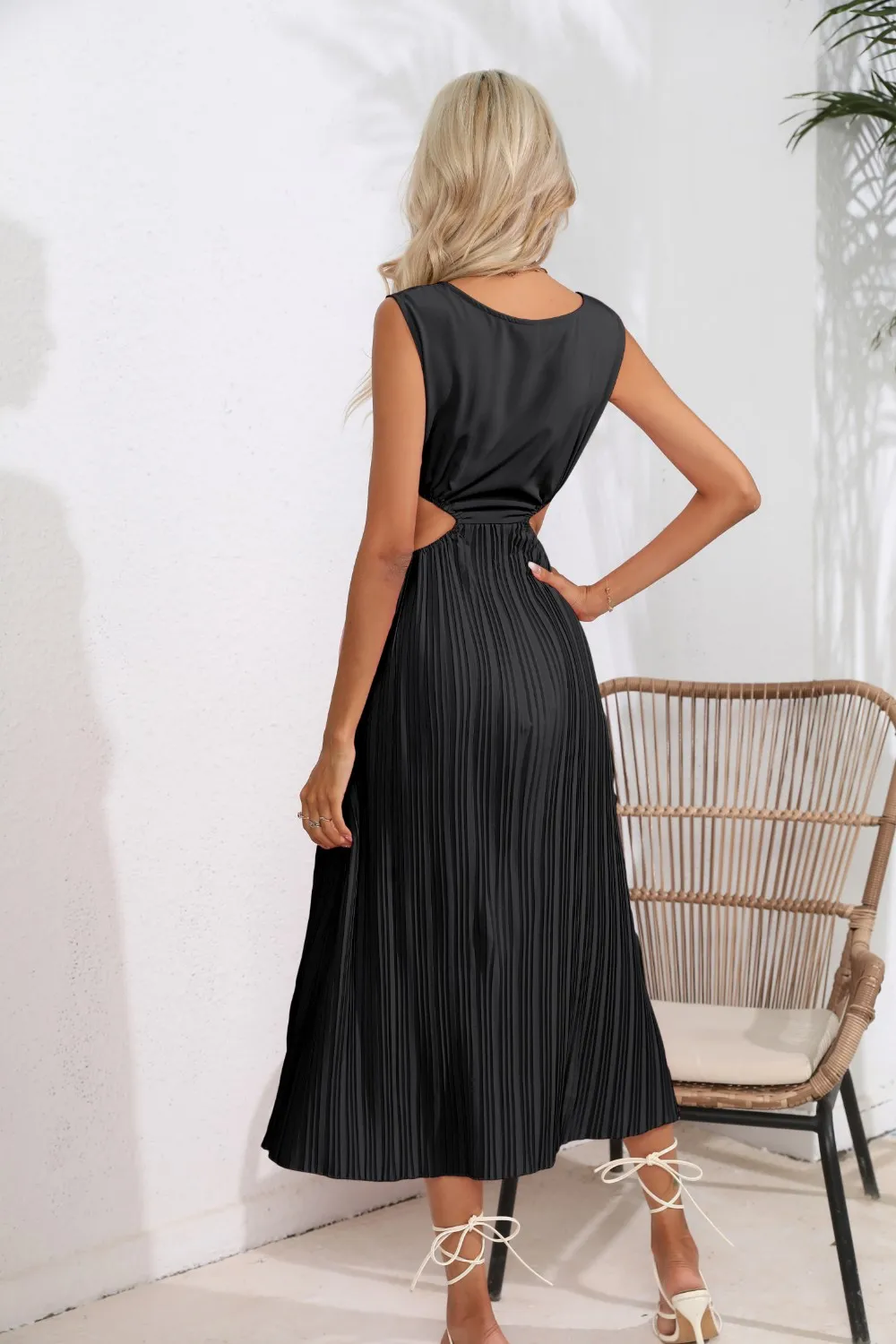Cutout Ruched Round Neck Tank Dress, image 8