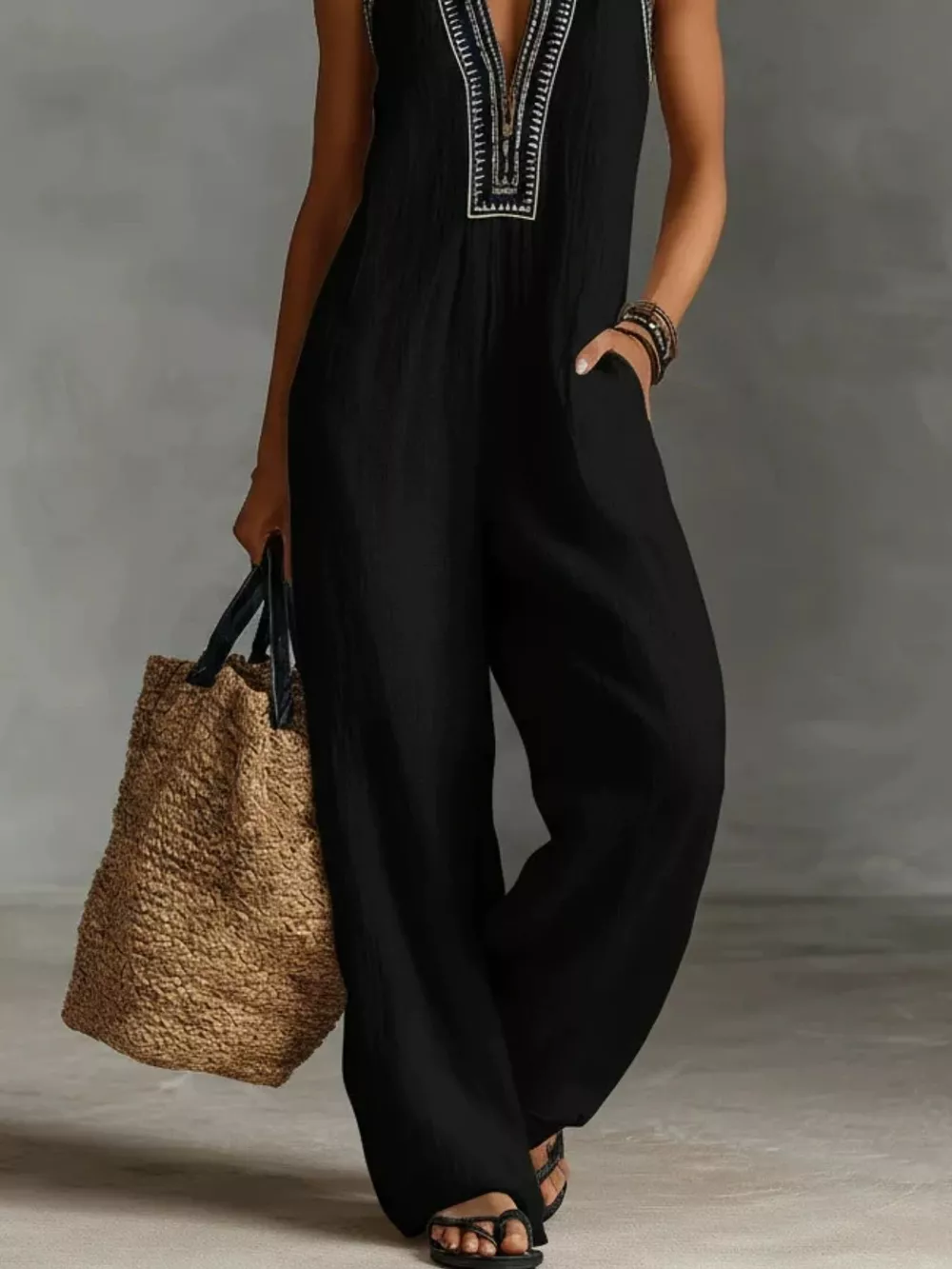 Full Size Sleeveless Wide-Leg Jumpsuit Plus Size, image 8